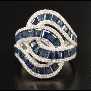EFFY 14k Sapphire and Diamond Interlocking Ring 6